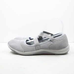 Lands' End Gray Leather & Mesh Comfort Slip On Mary Jane Flats - 8.5